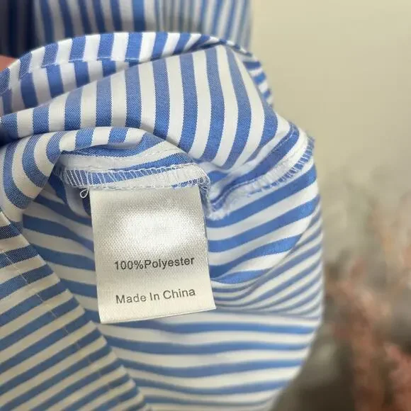 blue tropical maxi dress Non-Iron Cotton Stripe Dress Shirt With Contrast Trim